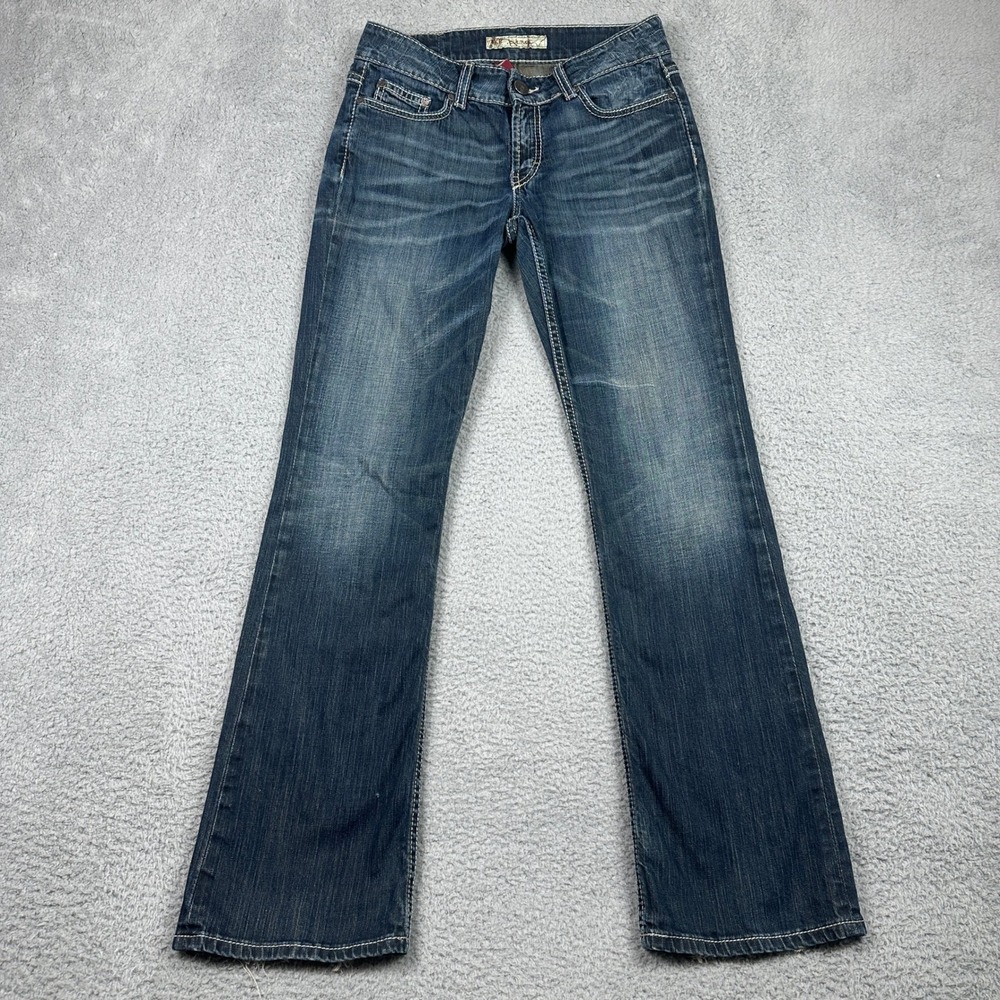 BKE Culture Bootcut Jeans Womens 28x31.5 Blue Stretch Denim Buckle Whiskered